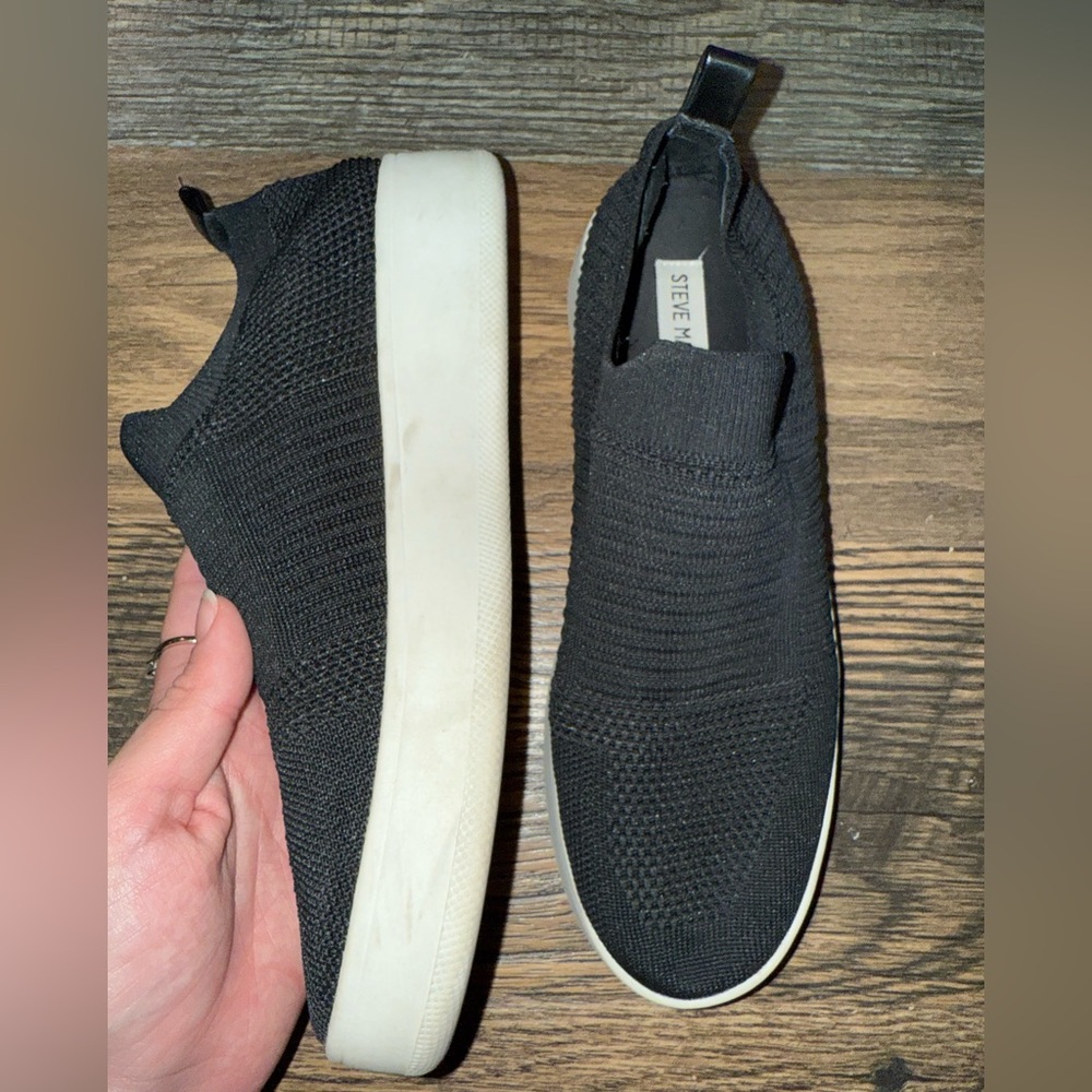 Steve Madden Women’s Beale Sneaker Knit Slip-Ons in Black - Size 9